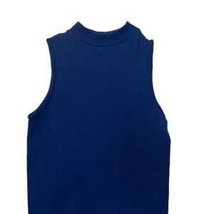 Navy Blue Sleeveless Ribbed Top
